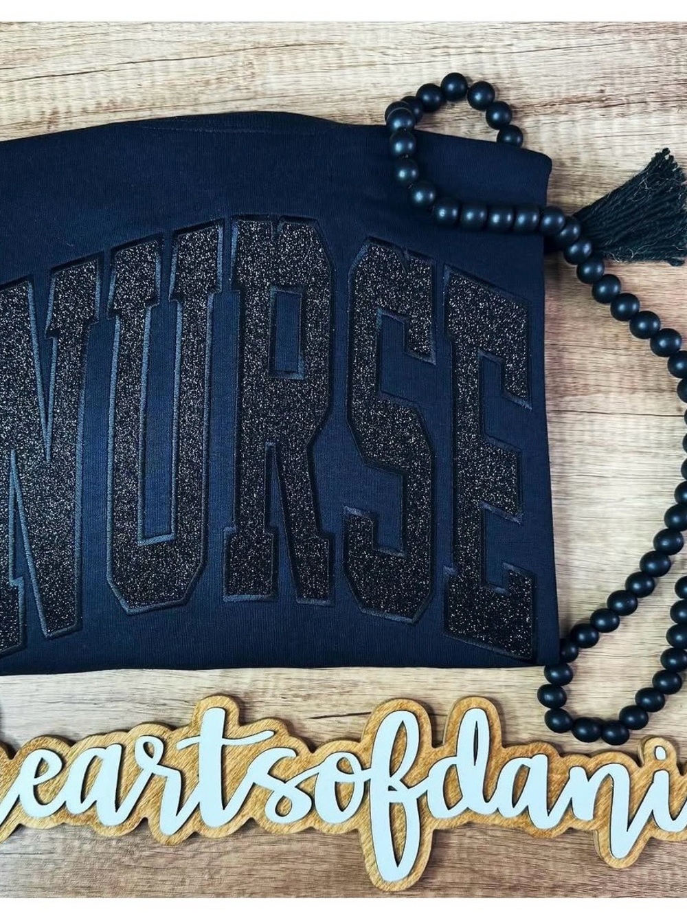 Source Unknown Black Glitter 'NURSE' Sweatshirt
